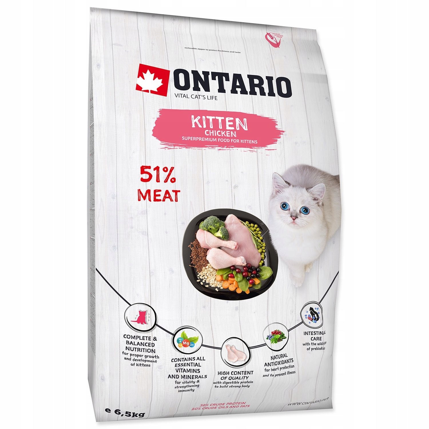 Ontario Kitten Chicken 6,5 kg Packaging status original