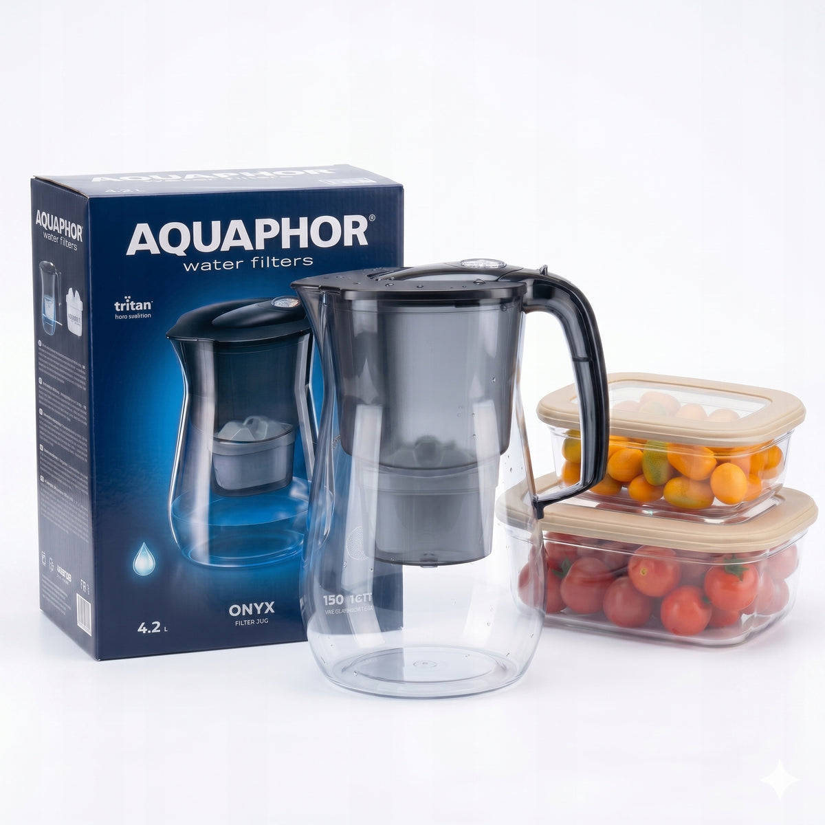 Onyx Filter Jug with Tosca Cralex Food Boxes