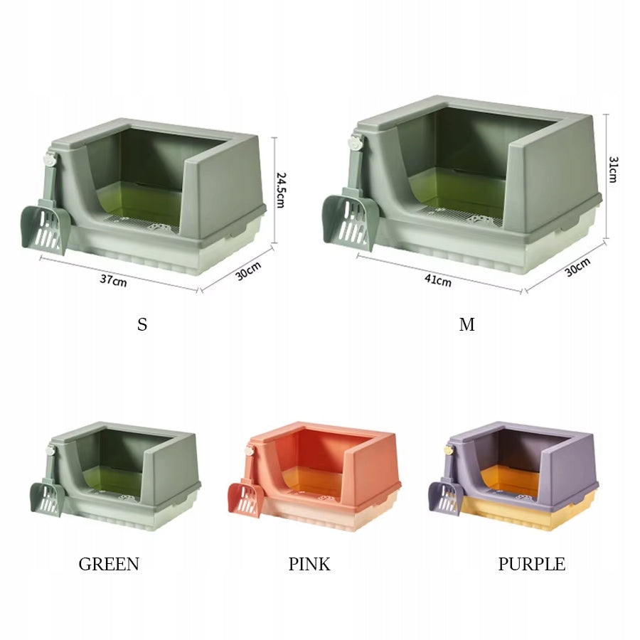 Open cat litter box with anti-sand filter,high cover, M, Green Model PJ98012