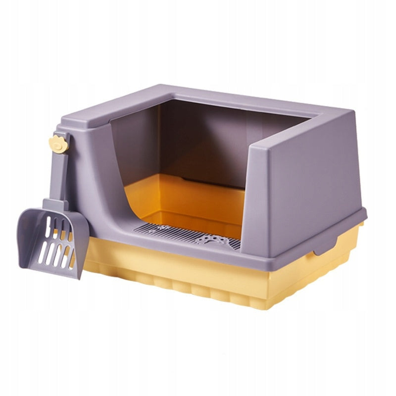 Open cat litter box with anti-sand filter, high cover, S