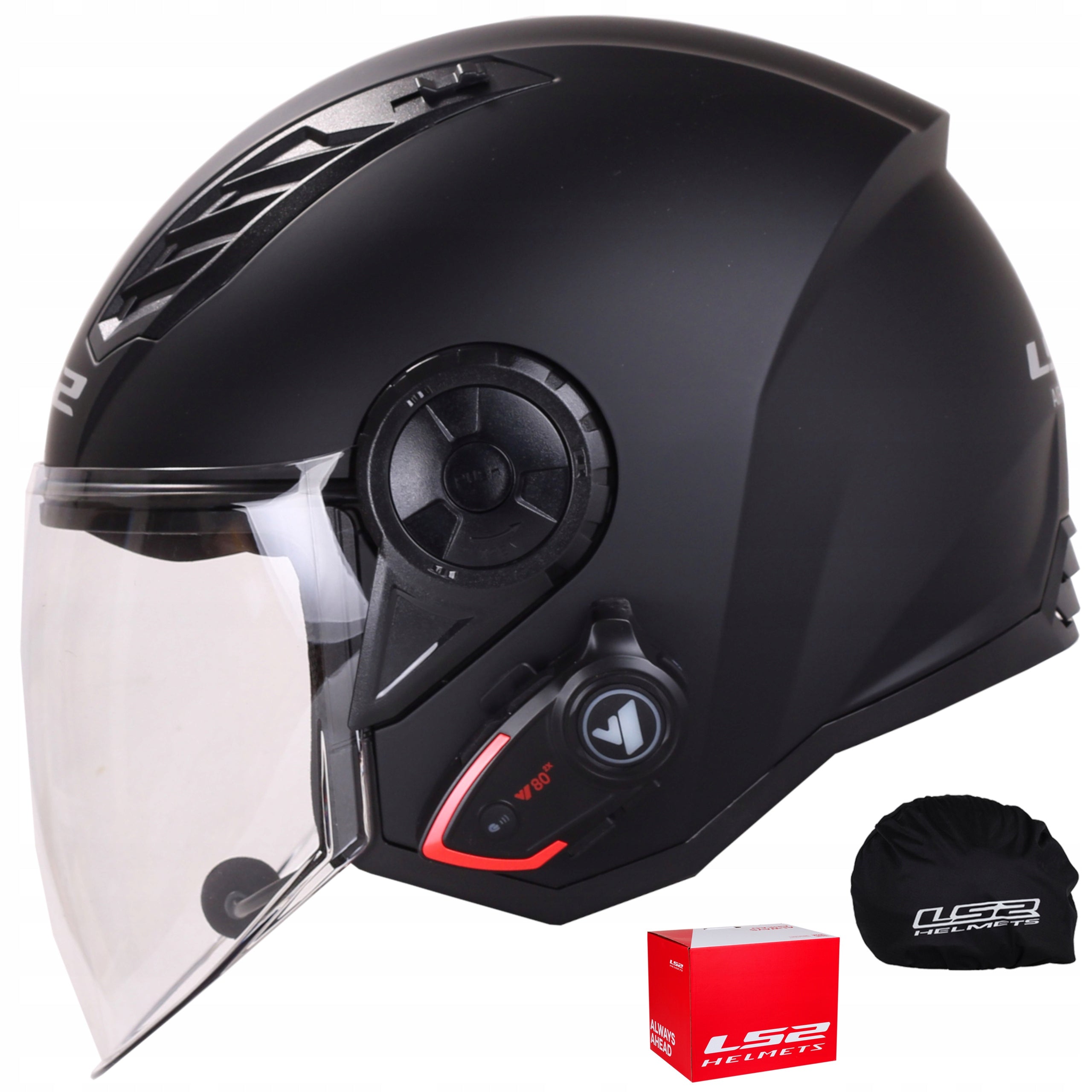 Open motorcycle helmet LS2 OF616 Airflow black mat + BLUETOOTH INTERCOM