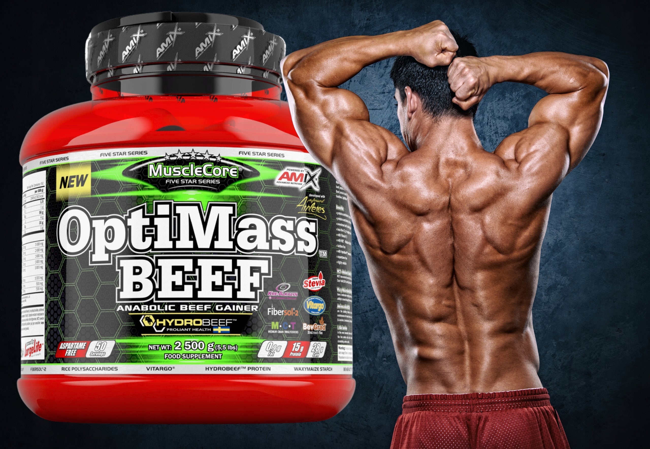 OptiMass BEEF with Hydrobeef 2500g double choco coconut Brand Amix