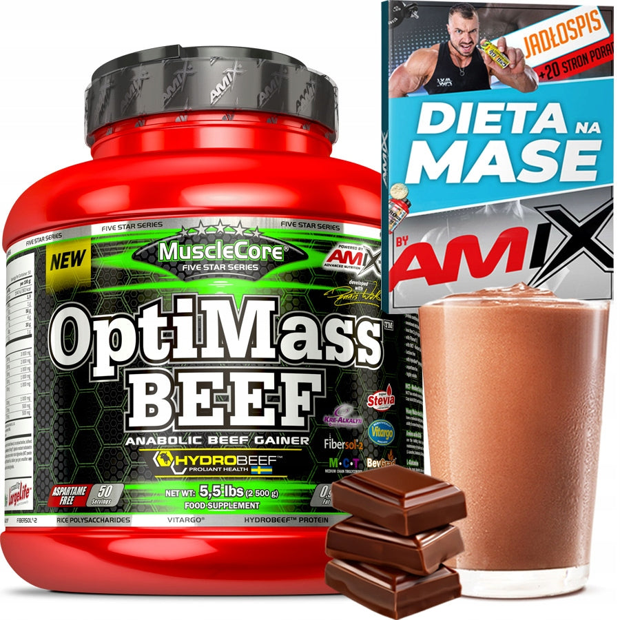 OptiMass BEEF with Hydrobeef 2500g double fudge chocolate Expiration date up to 2 weeks after the purchase date