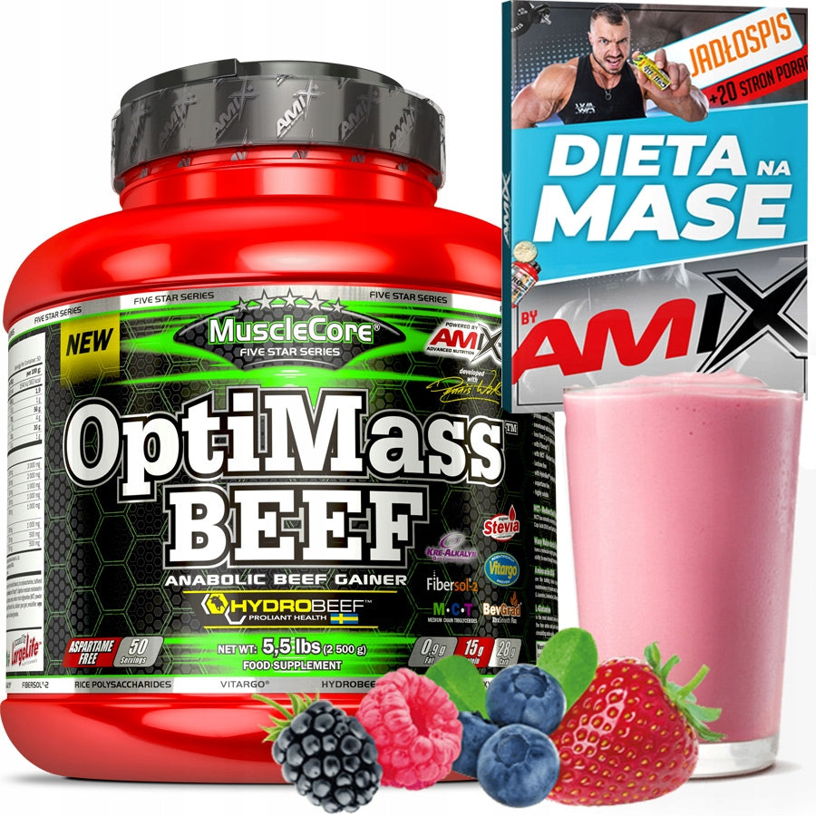 OptiMass BEEF with Hydrobeef 2500g forest fruits Expiration date up to 2 weeks after the purchase date