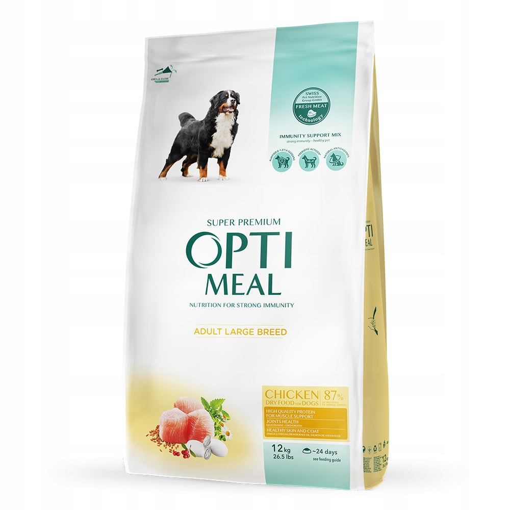 Optimeal Adult Dog Dry Food Chicken for Large Breed 12kg Packaging status original