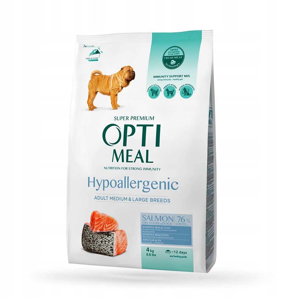Optimeal Adult Dog Dry Food Salmon for Medium and Large breed 4kg Packaging status original
