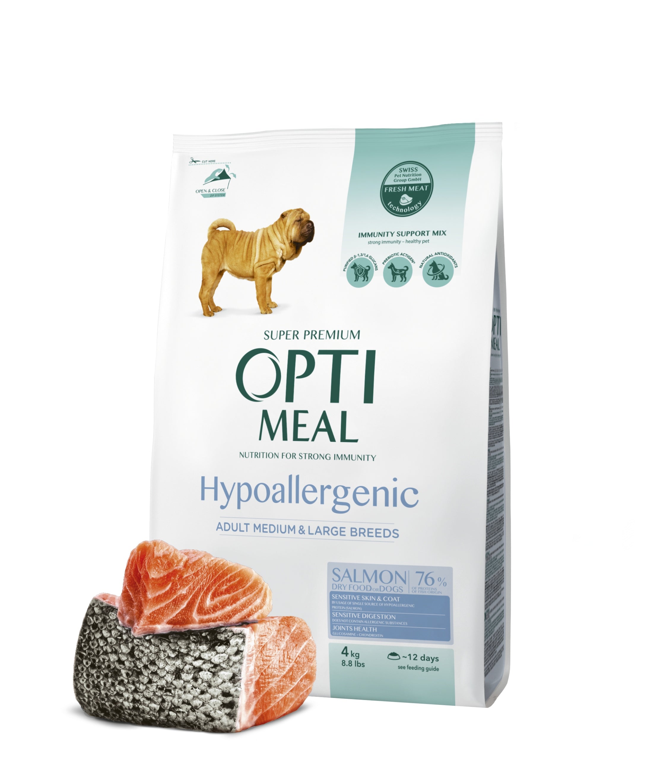 Optimeal Adult Dog Dry Food Salmon for Medium and Large breed 4kg