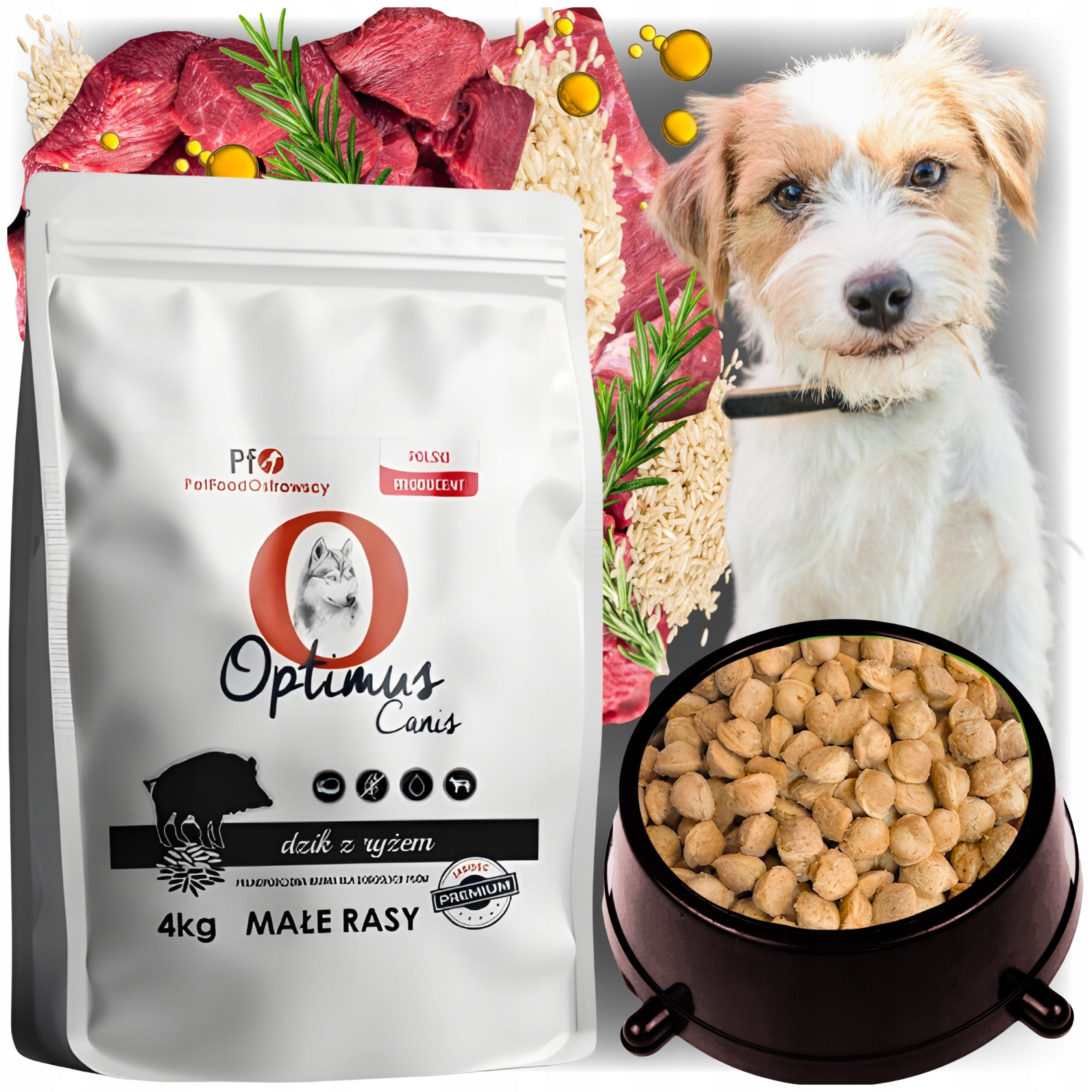Optimus Canis Premium Food for Adult Small Breed Dogs Boar with Rice 4 kg