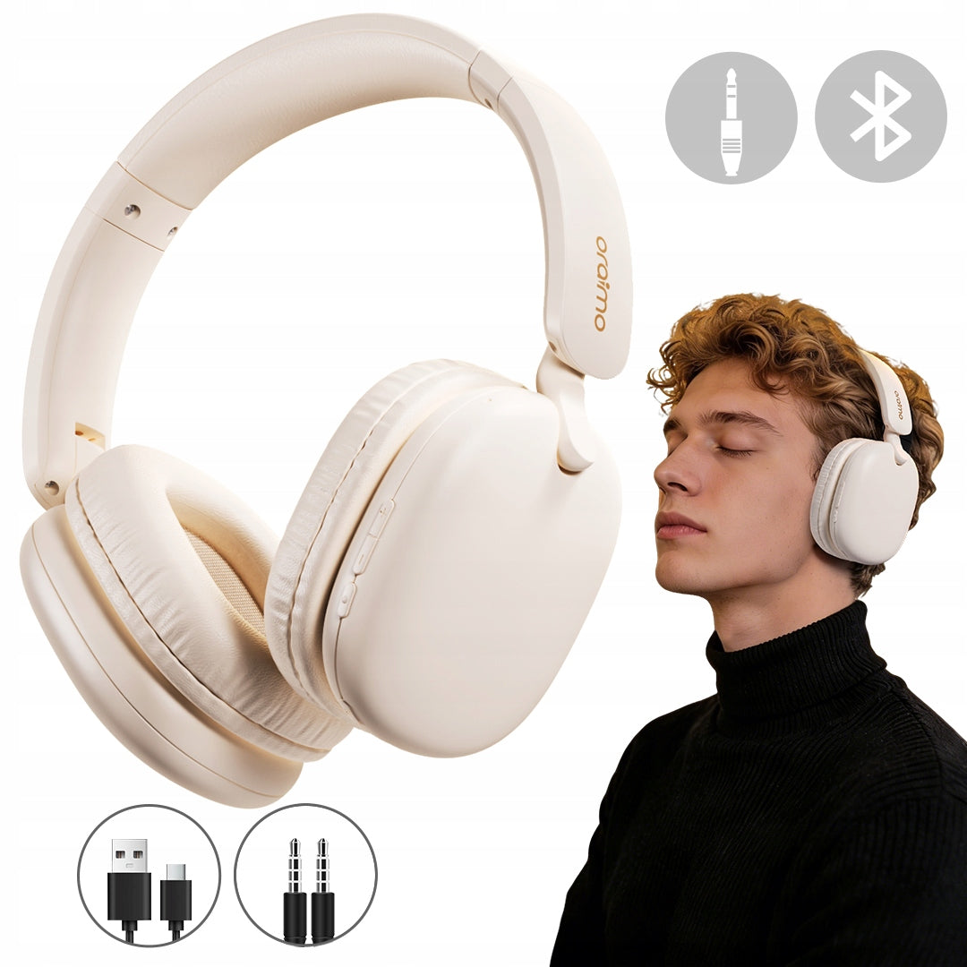 Oraimo Wireless Bluetooth On-Ear Headphones BoomPop Lite White