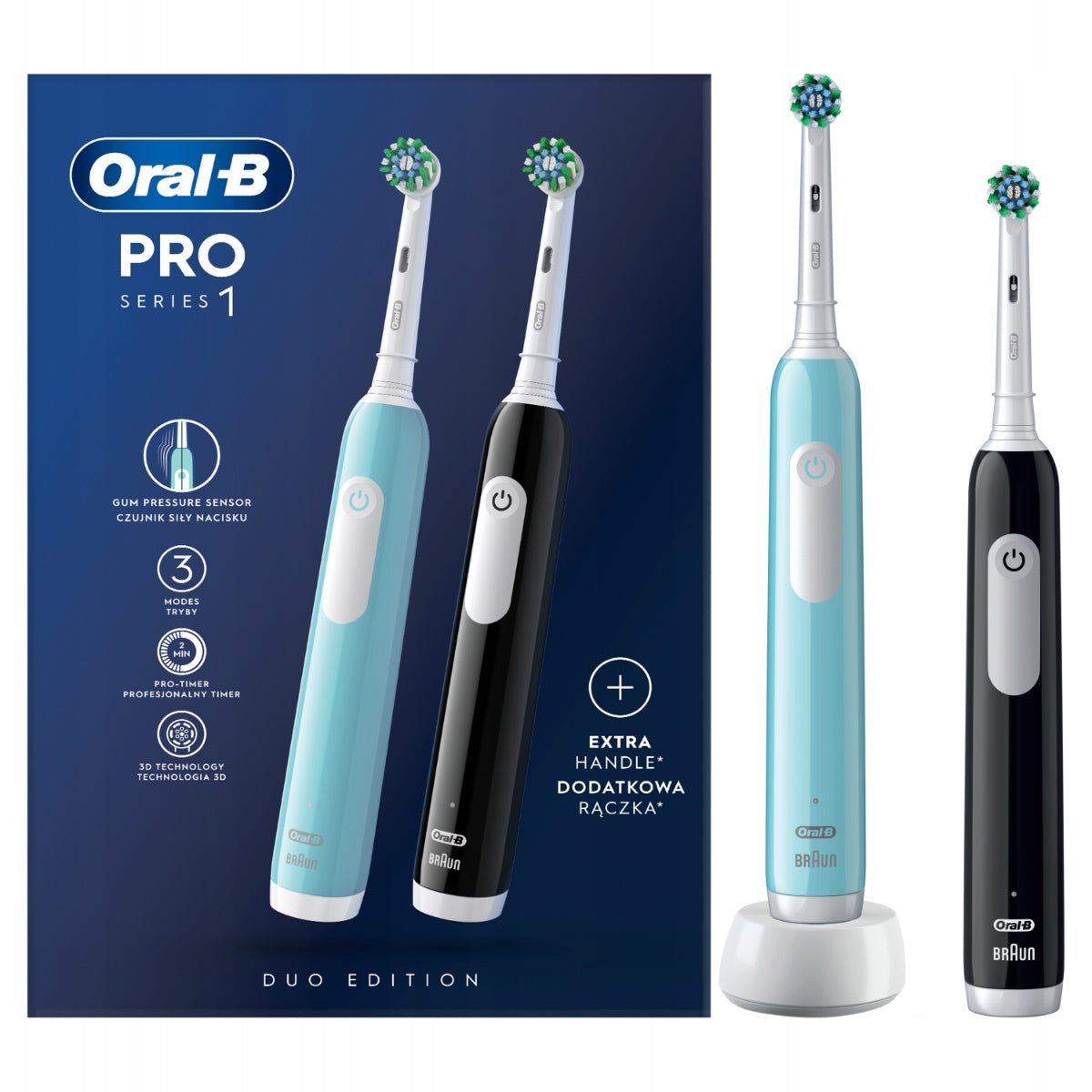Oral-B Pro Series 1 Duo Edition Electric Toothbrush Blue and Black Packaging status original