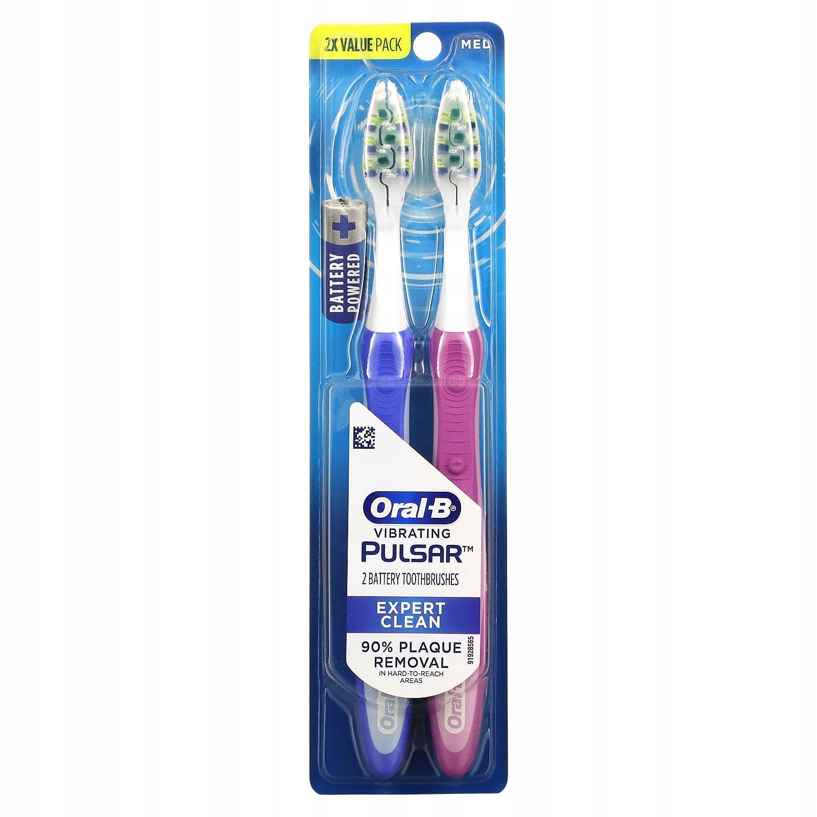 Oral-B, Vibrating Pulsar, battery operated toothbrush, medium, 2 pcs