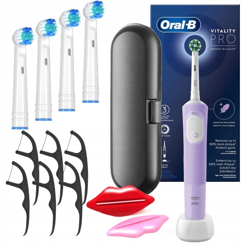 Oral B electric toothbrush 103 lilac case black and freebies Kind toothbrush