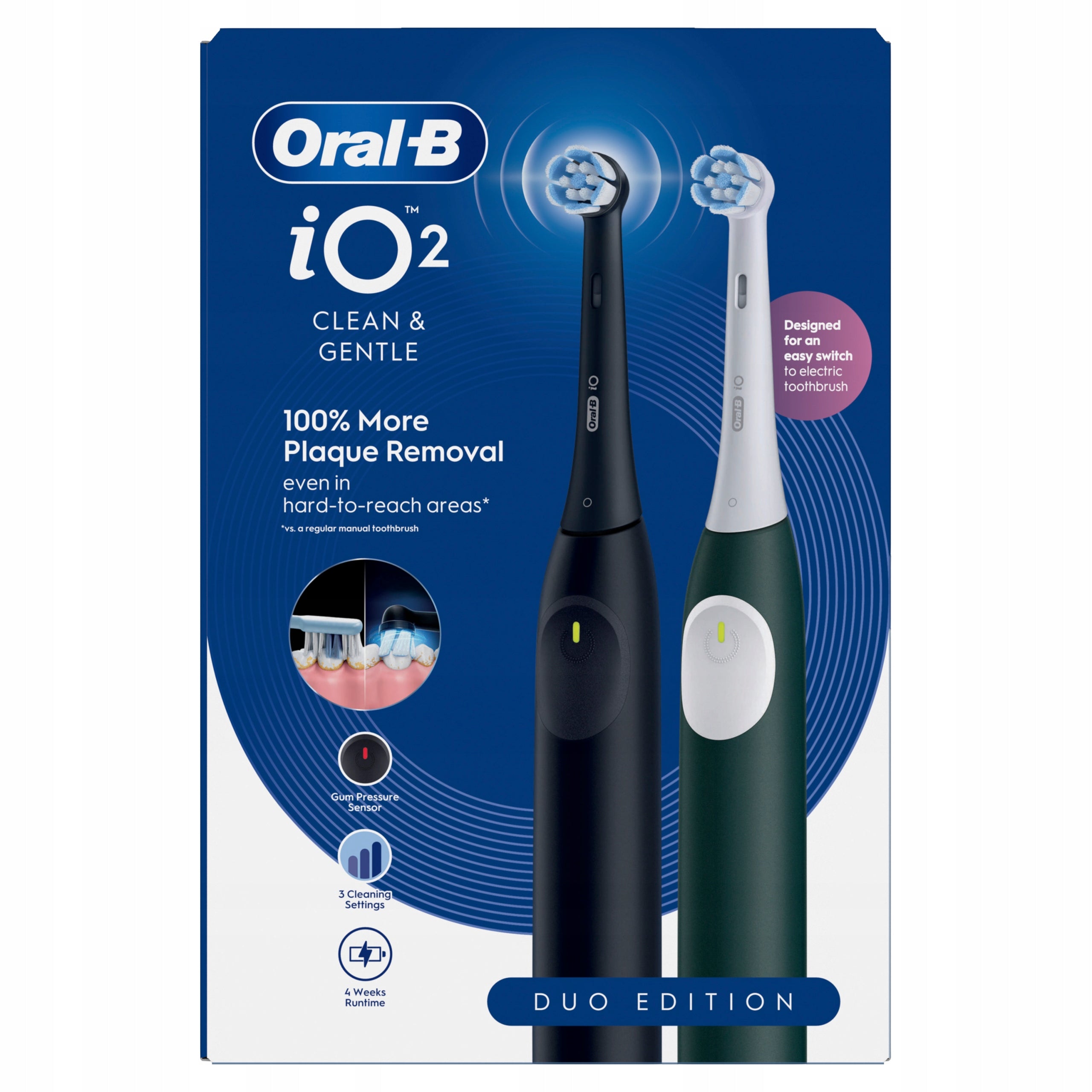 Oral-B iO Series 2 DuoPack electric toothbrush black and green Packaging status original