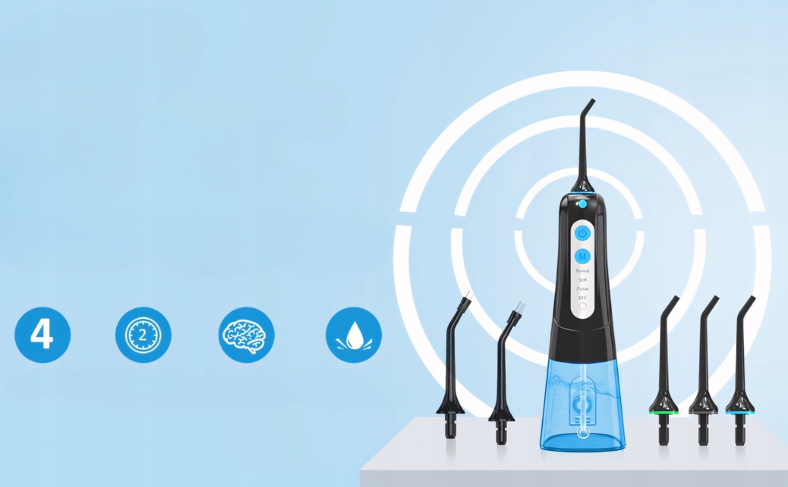 Oral Tooth Irrigator Wireless 5 Tips 300ml Strong 4 Modes Medical device no