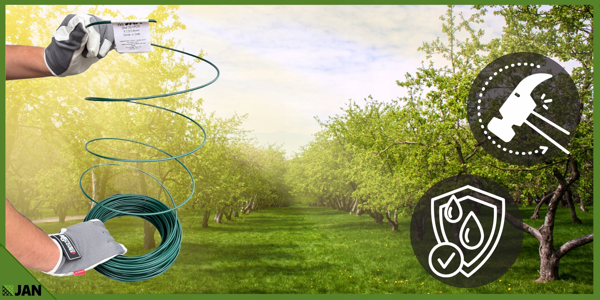 Orchard Coated Wire OC PVC green VINEYARD fi 1,6/2,5mm 150mb Brand ZPH Jan