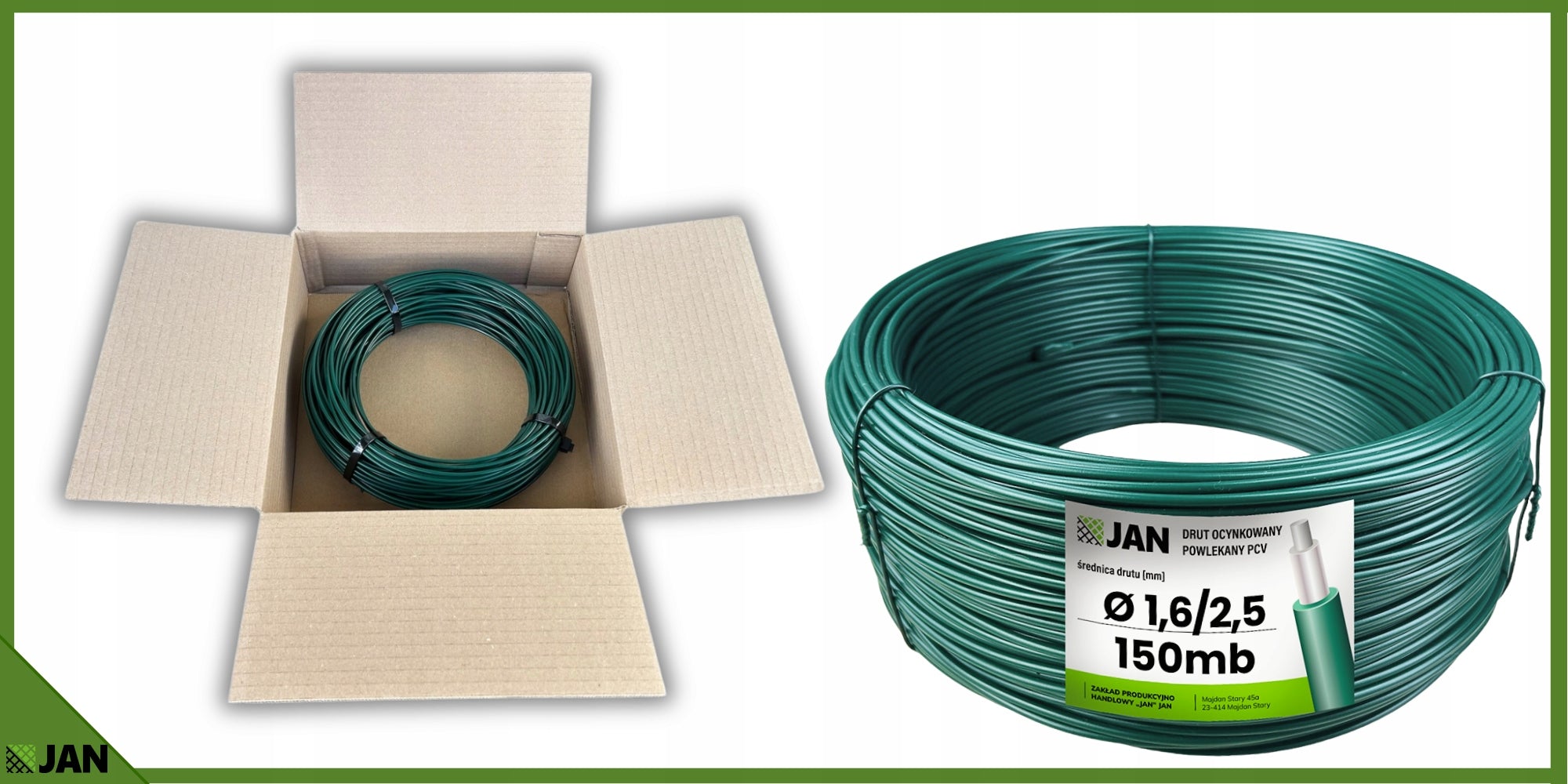 Orchard Coated Wire OC PVC green VINEYARD fi 1,6/2,5mm 150mb Length 150 m
