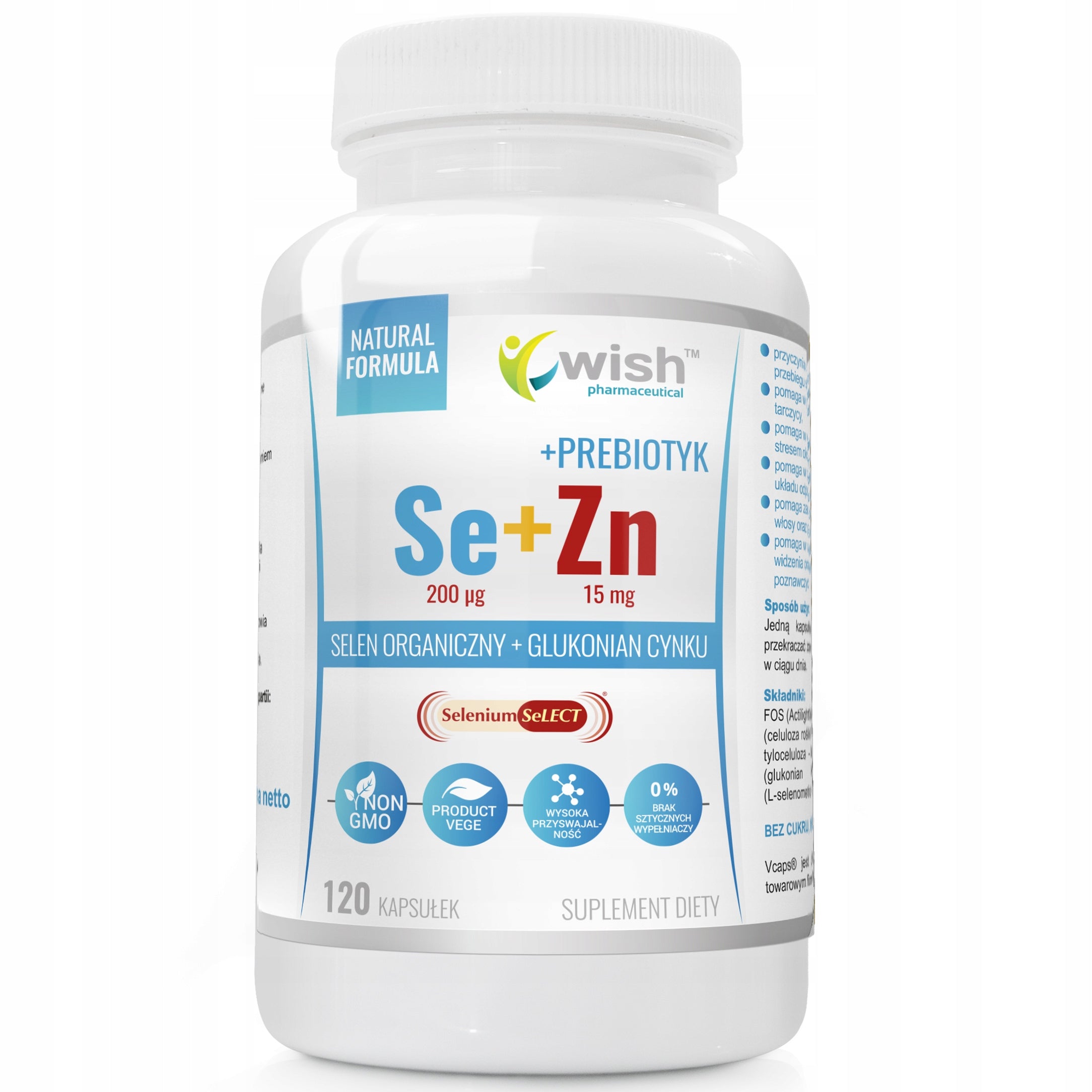 Organic SELENIUM + ZINC Resistance Thyroid Skin Fertility Hair 120 kaps