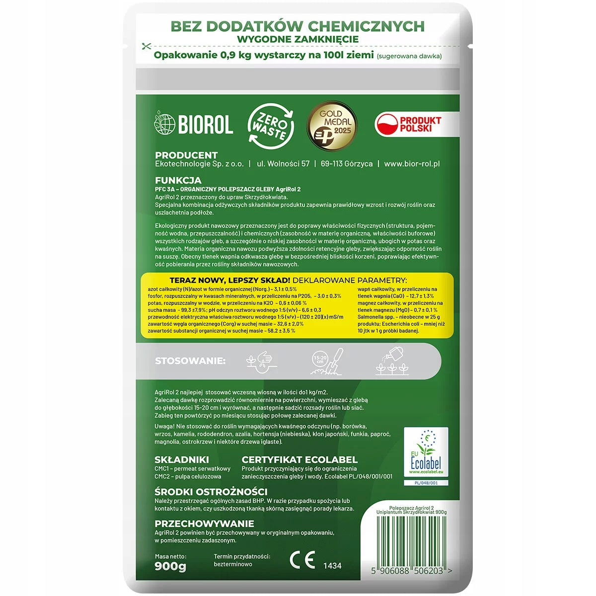 Organic biorol soil improver for Wingflower 900g fertilizer uniplantum Manufacturer code Uniplantum Skrzydłokwiat 900g
