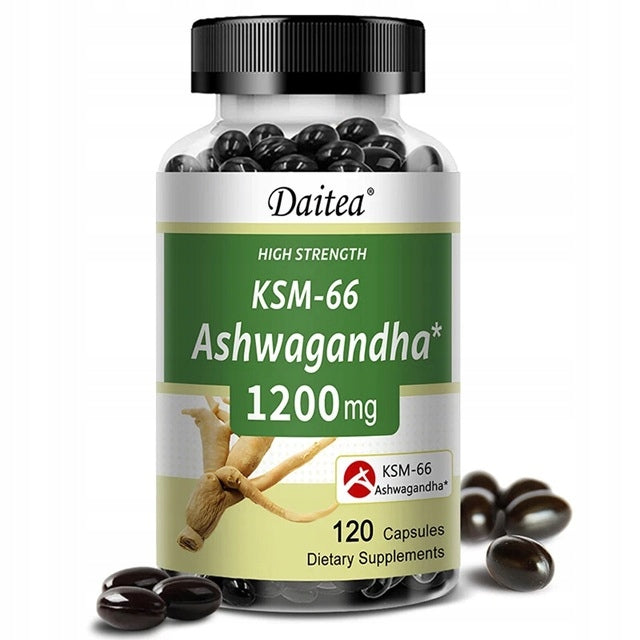 Organic gel capsules Ksm-66 Ashwagandha 1200 mg - Improves stress...