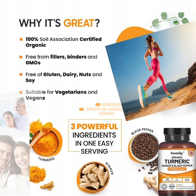 Organic turmeric and curcumin – 120 capsules + black pepper – support zd Expiration date at least 1 year from the date of purchase