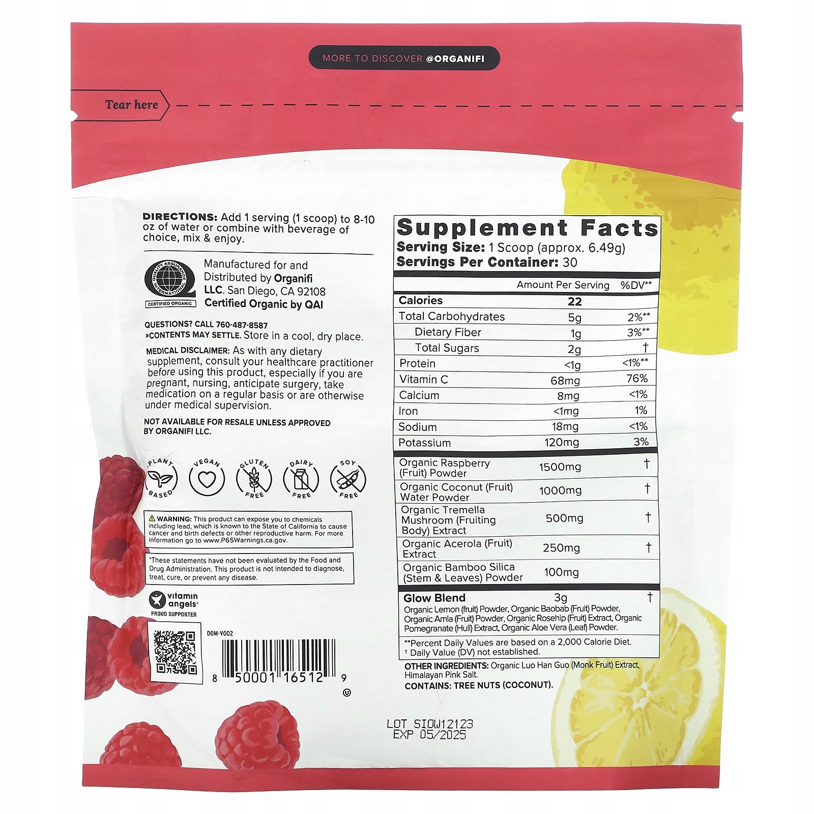 Organifi, Glow, Original, 194.7 g Expiration date at least 3 months from the date of purchase