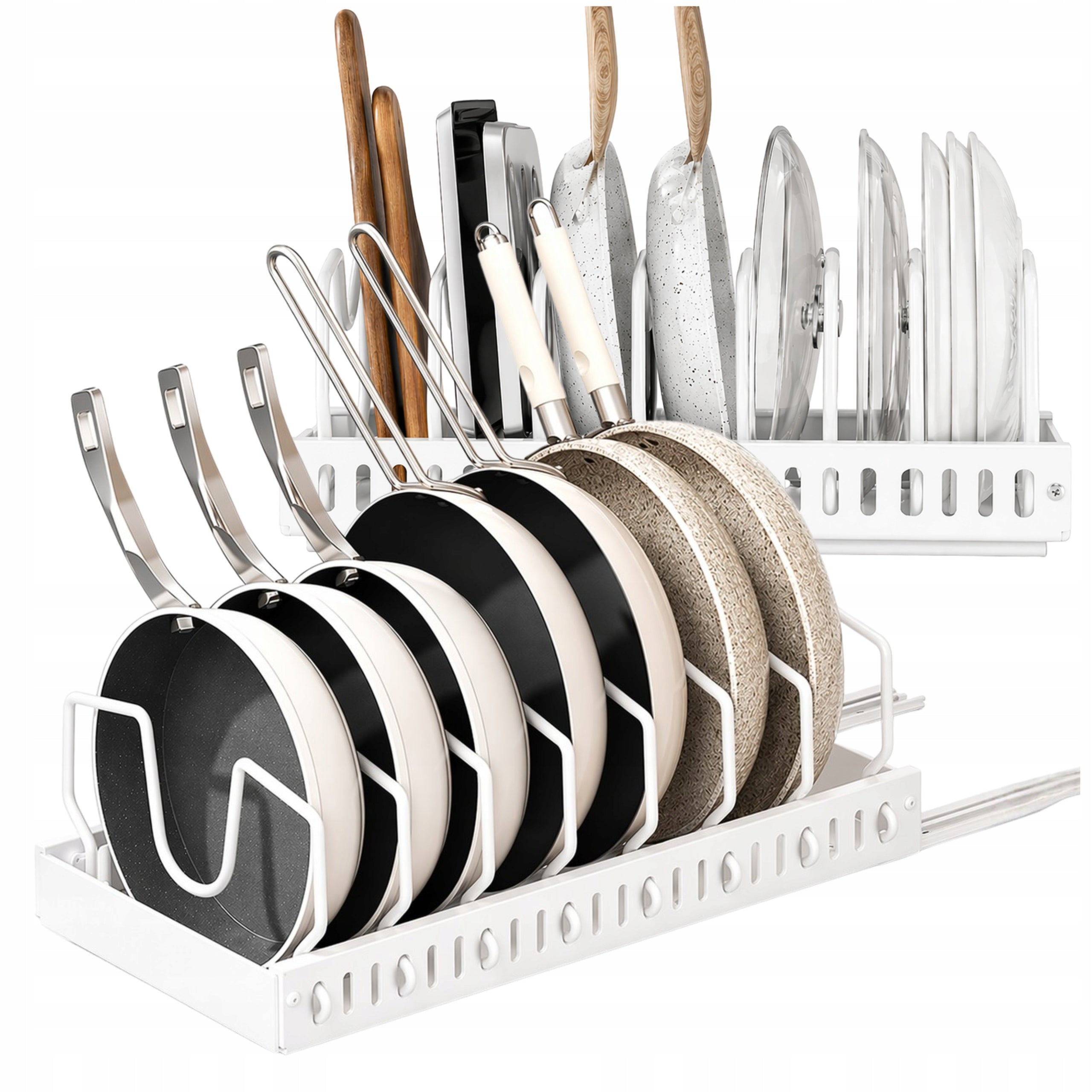 Organizer Dishwasher Lids Kitchen Pans White