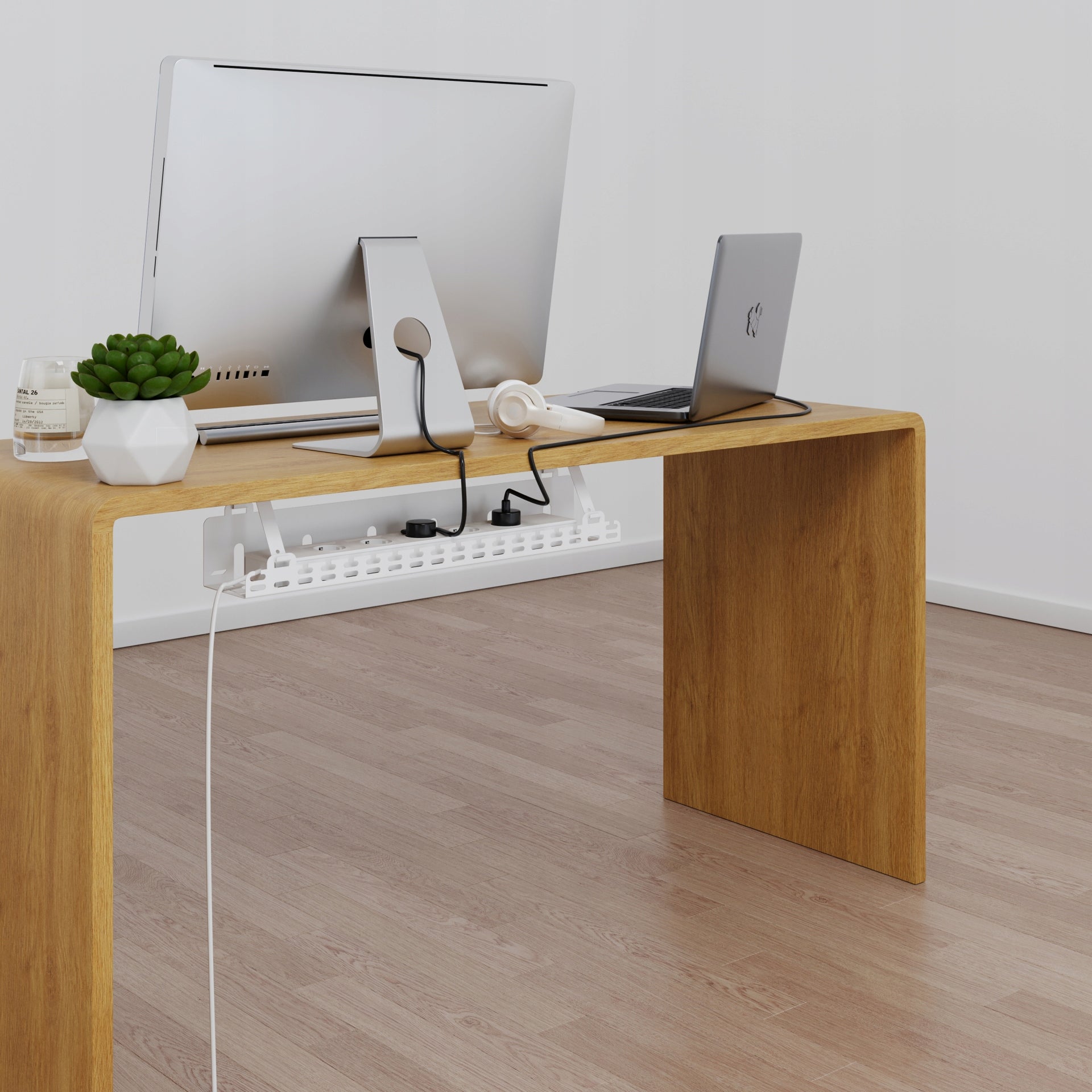 Organizer Handle Removable for Desk Cables 60 cm Metal White Stalflex Brand Stalflex
