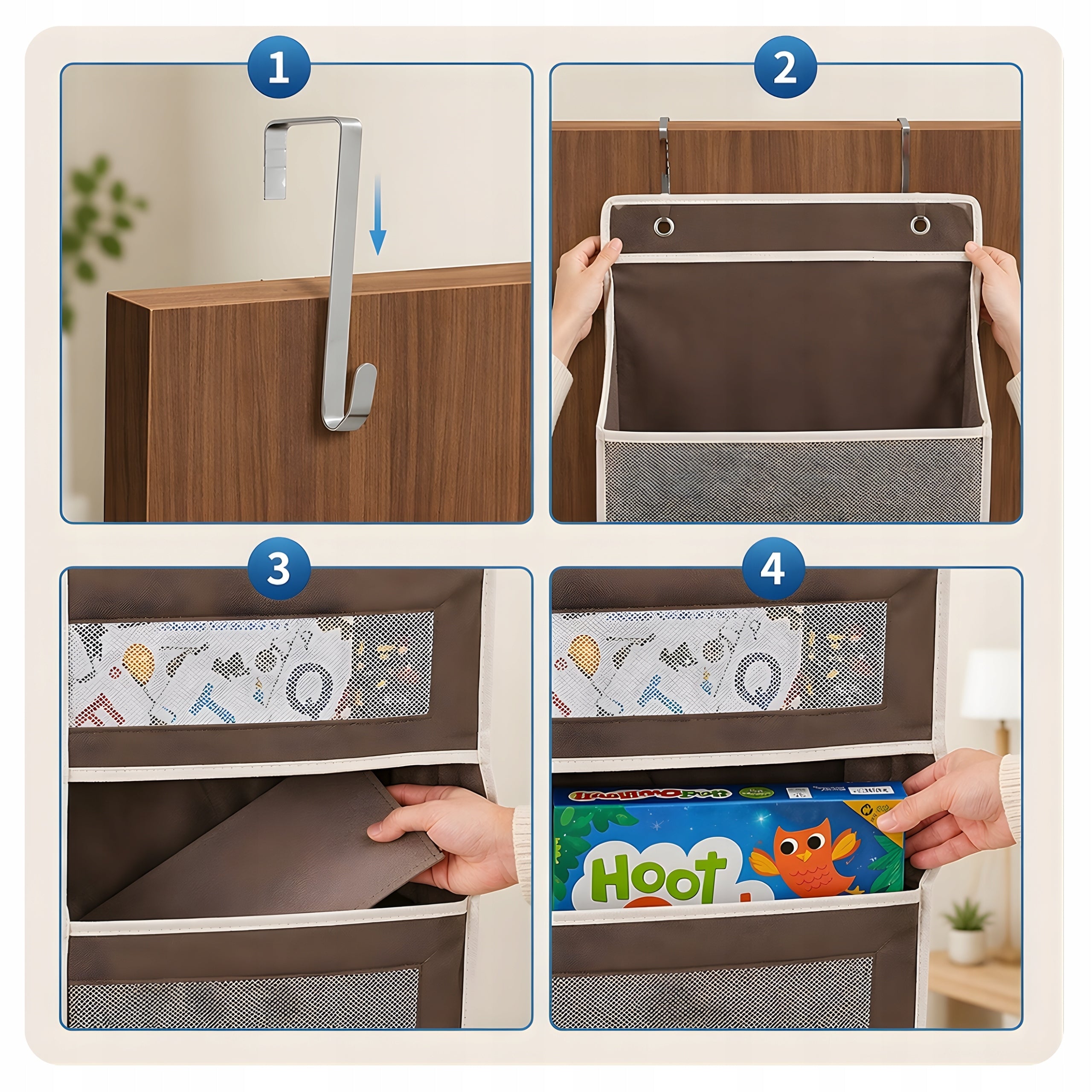 Organizer Hanging Bookcase For Door Cabinet Toys Clothes 5 Shelves Grey Number of pieces 1 pcs