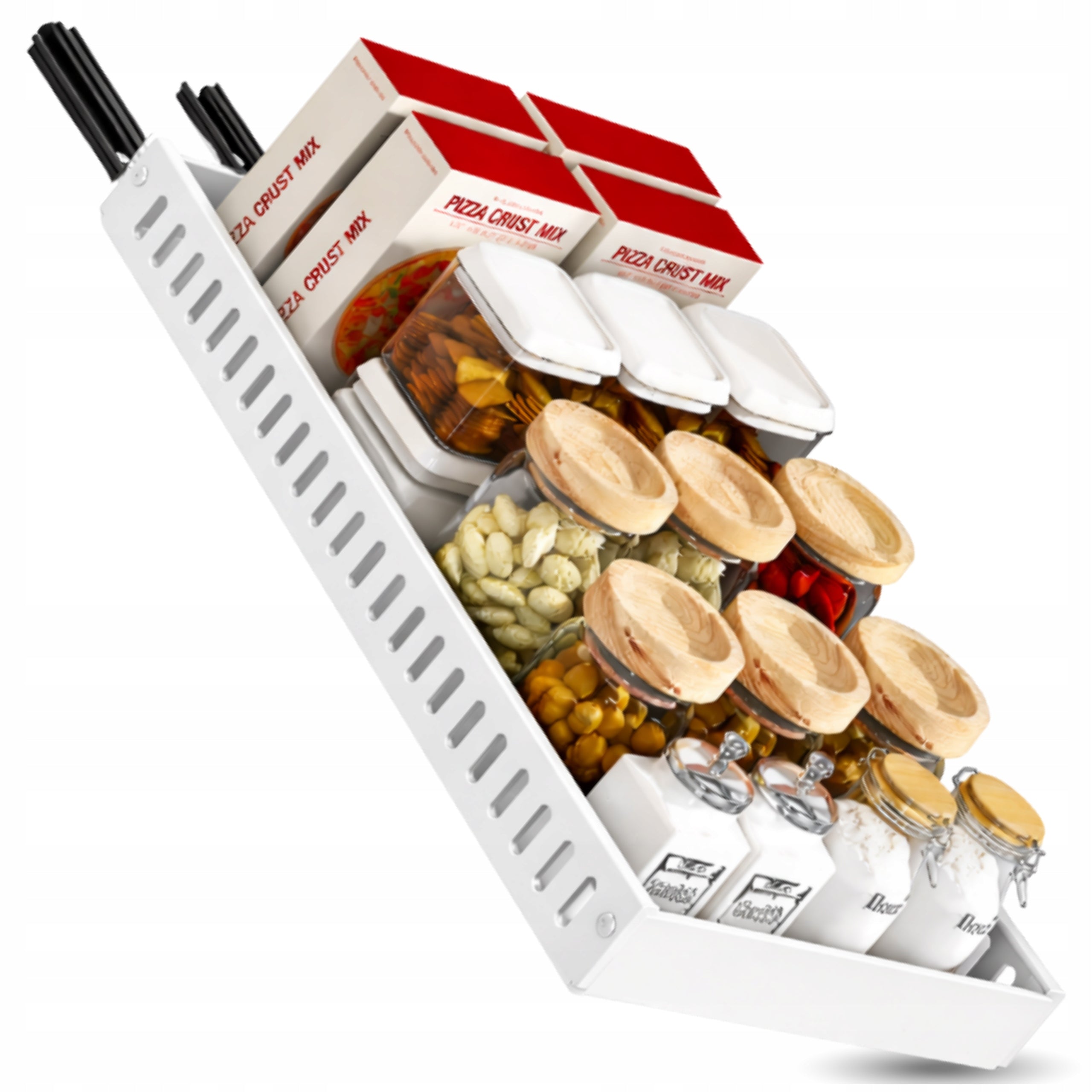 Organizer Retractable Kitchen Stand For Cabinet Spice Shelf White