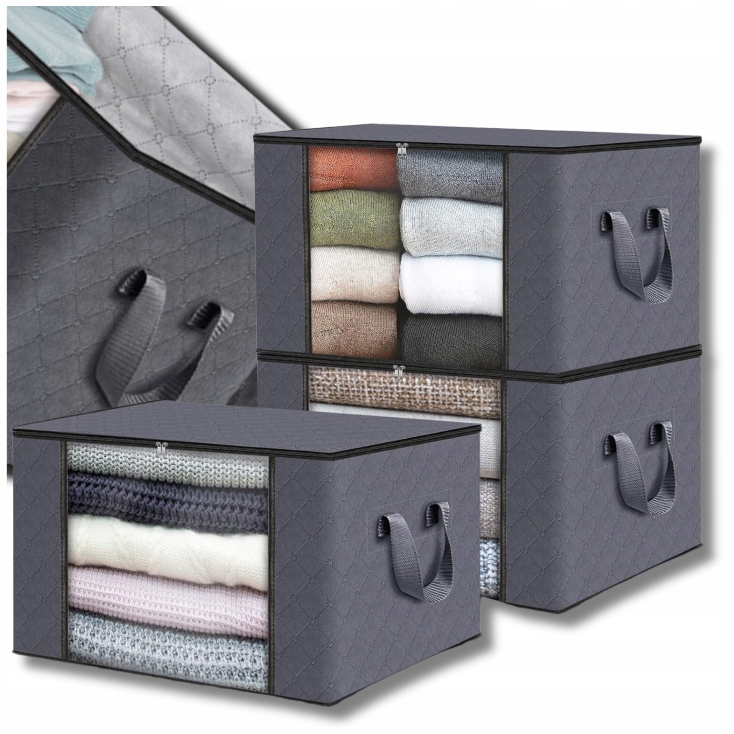 Organizer Set of 3 Cabinet Bag for Bedding Clothes Large 90L