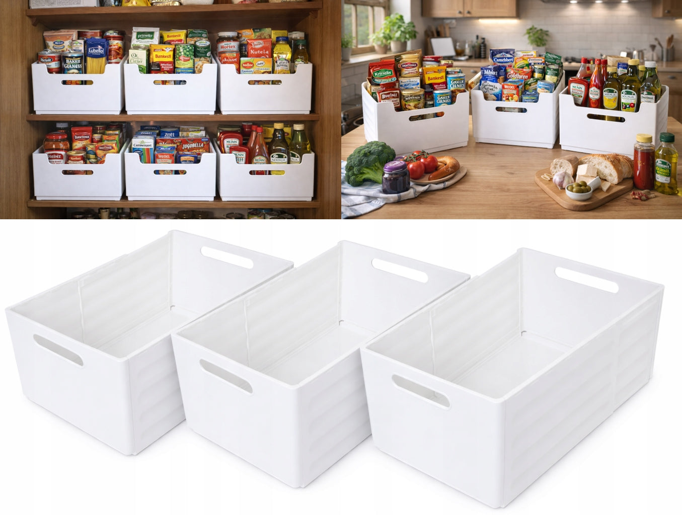 Organizer adjustable 30-53,5 cm roomy white insert for shelf cabinet 3 pcs Packaging status original