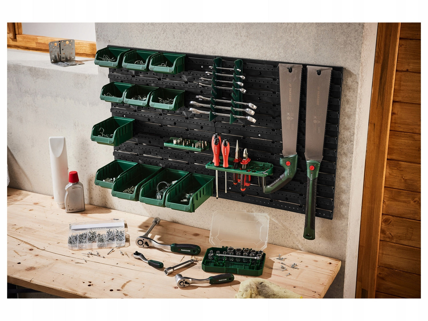 Organizer and storage set PARKSIDE, 43 elements Additional features hangable fastening holes for elements