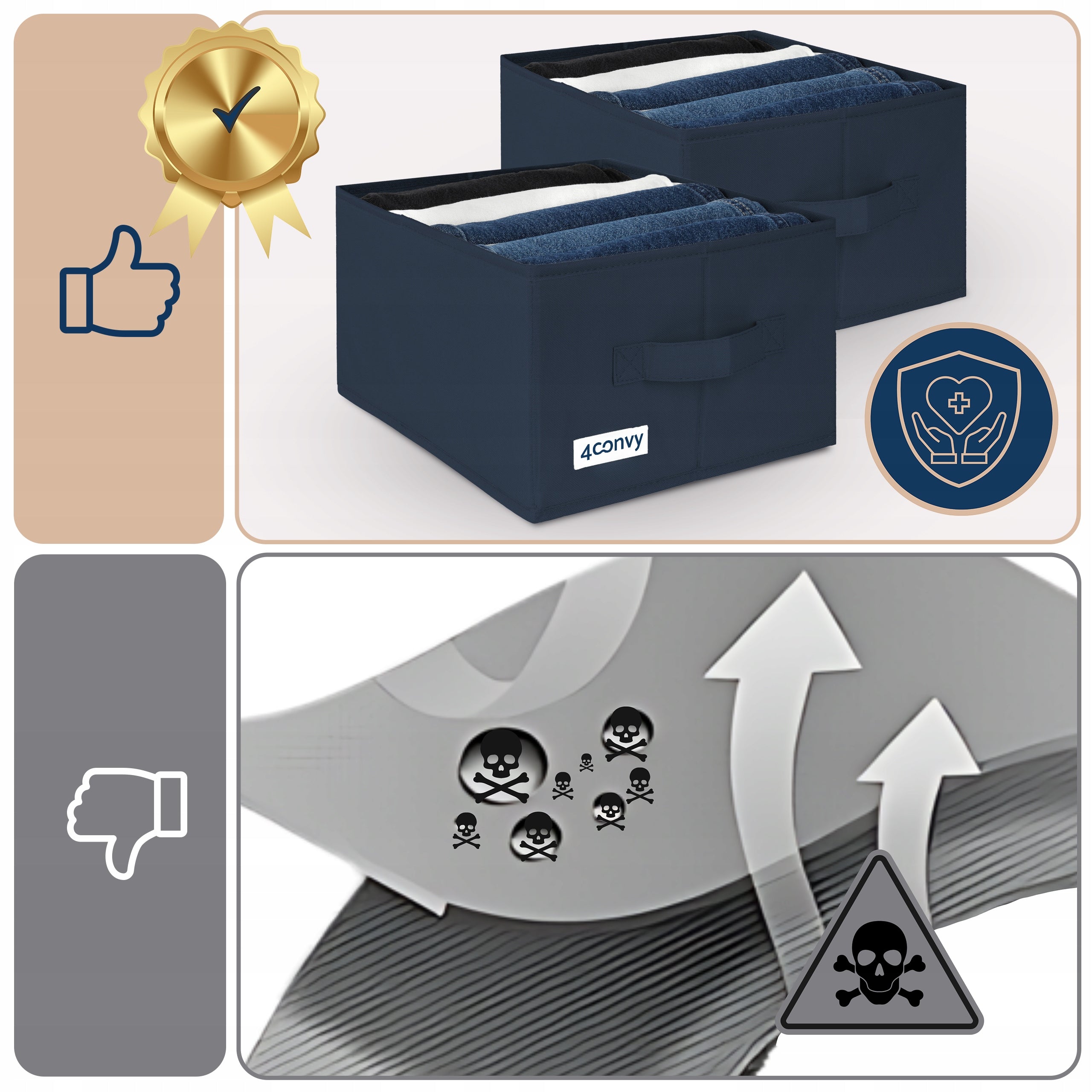 Organizer box clothes container jeans for closet drawer 32x27x17 x2 Product width 27 cm