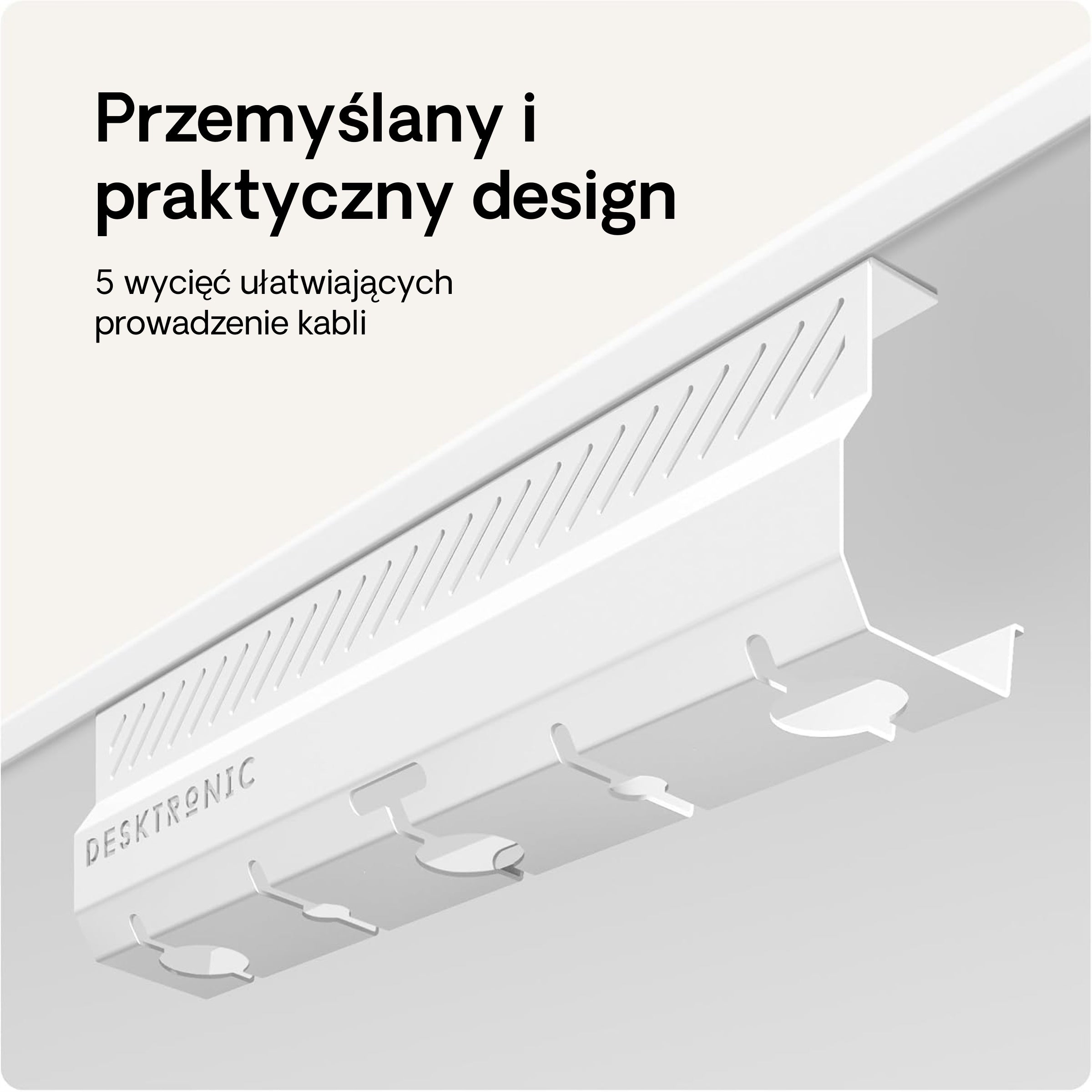 Organizer cable grille for desk 2x43cm White Steel Color white