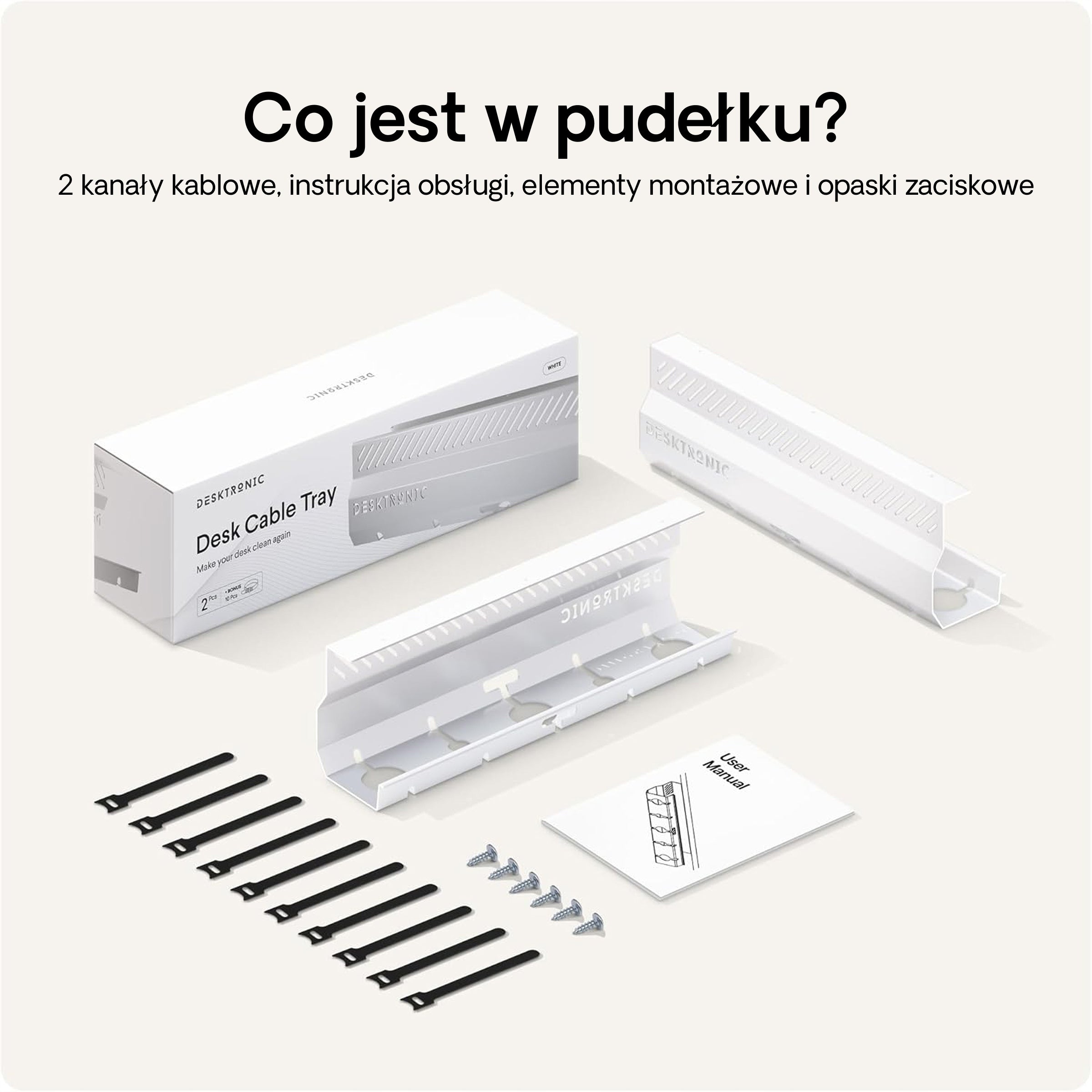 Organizer cable grille for desk 2x43cm White Steel Product weight with unit packaging 2 kg