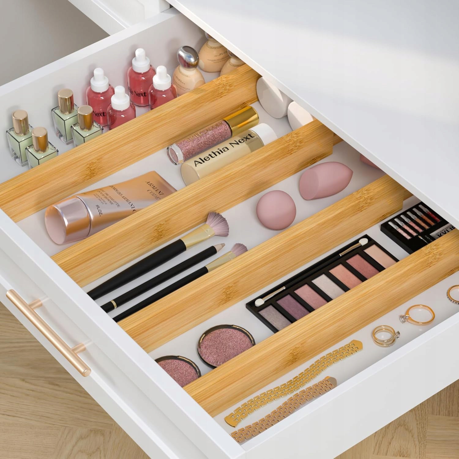 Organizér do zásuvek nábytku | Bambusové děliče zásuvek | Rozšiřitelné… Kind drawer organizer