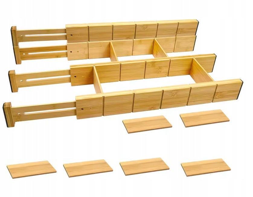 Organizer for Drawer Compartment Adjustable 43-56 cm Bamboo 10 elements Kind drawer organizer