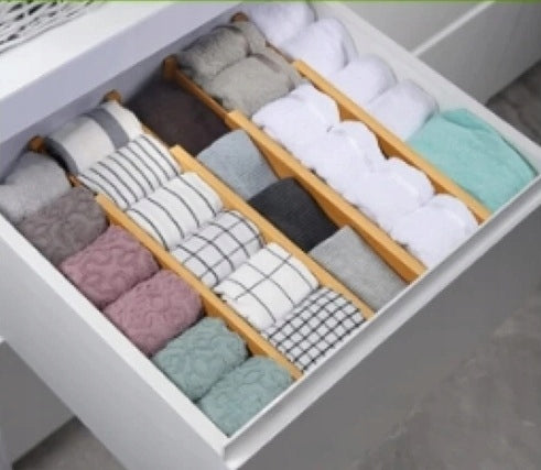 Organizer for Drawer Compartment Adjustable 43-56 cm Bamboo 10 elements Number of pieces 4 pcs