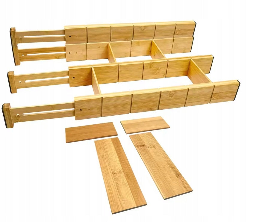 Organizer for Drawer Compartment Adjustable 43-56 cm Bamboo 10 elements