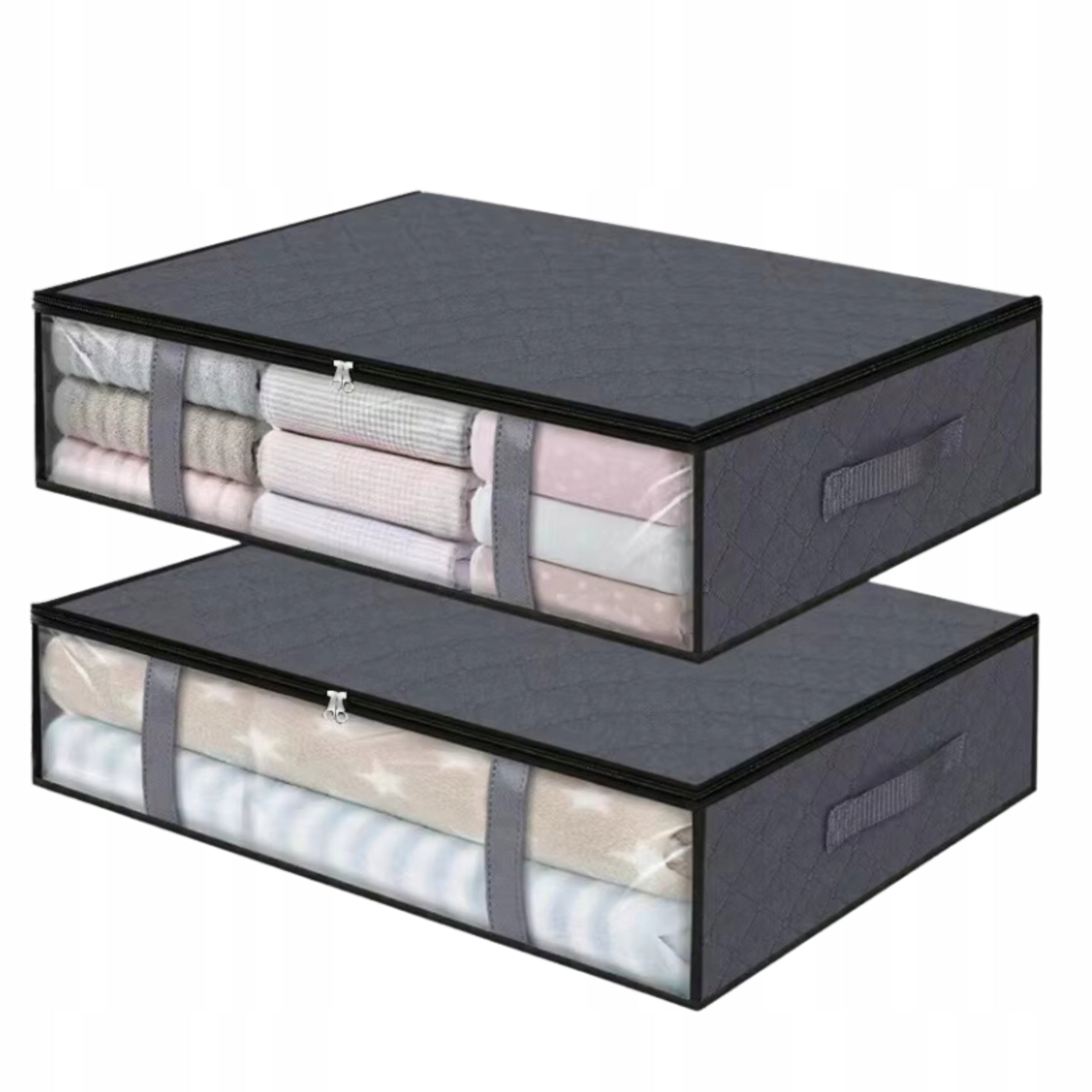 Organizer set of 2 pcs wardrobe bag for bedding clothes large grey flat Brand EdiBazzar