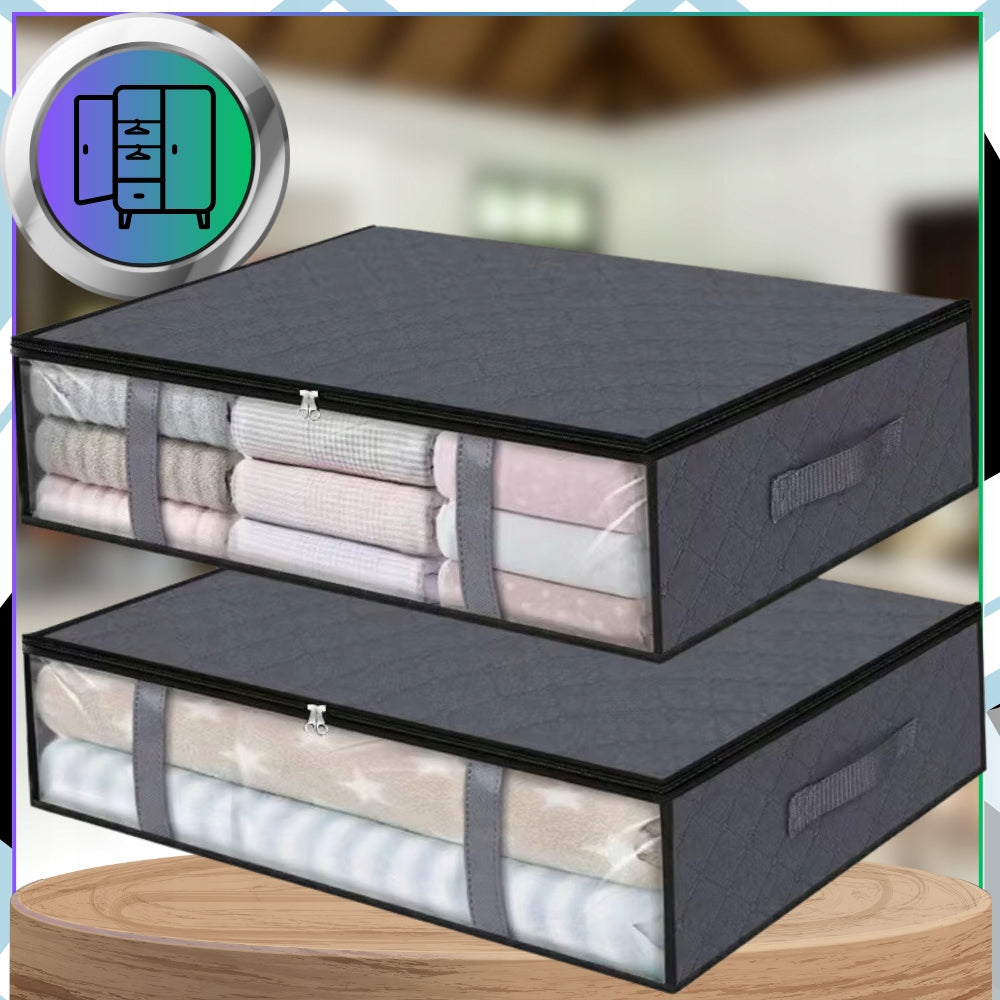 Organizer set of 2 pcs wardrobe bag for bedding clothes large grey flat Kind wardrobe organizer