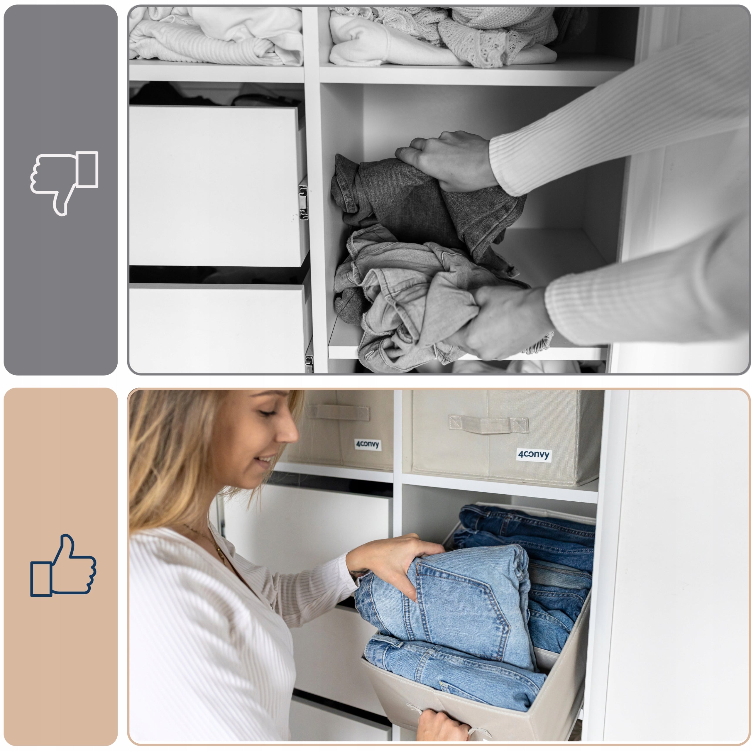 Organizers XXL box clothes container jeans for drawer 30x42x17 x2 Kind wardrobe organizer