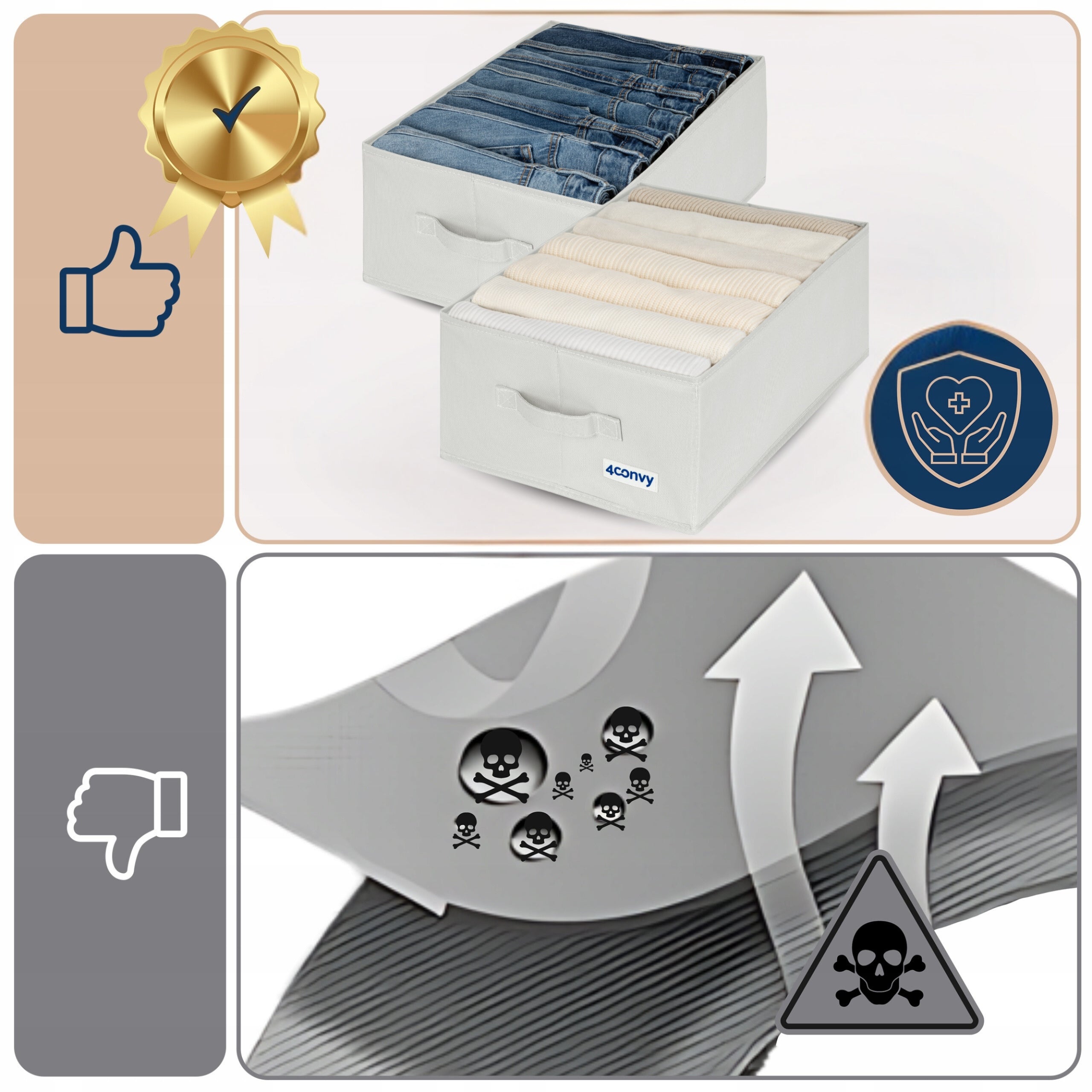 Organizers XXL box clothes container jeans for drawer 30x42x17 x2 Number of pieces 2 pcs