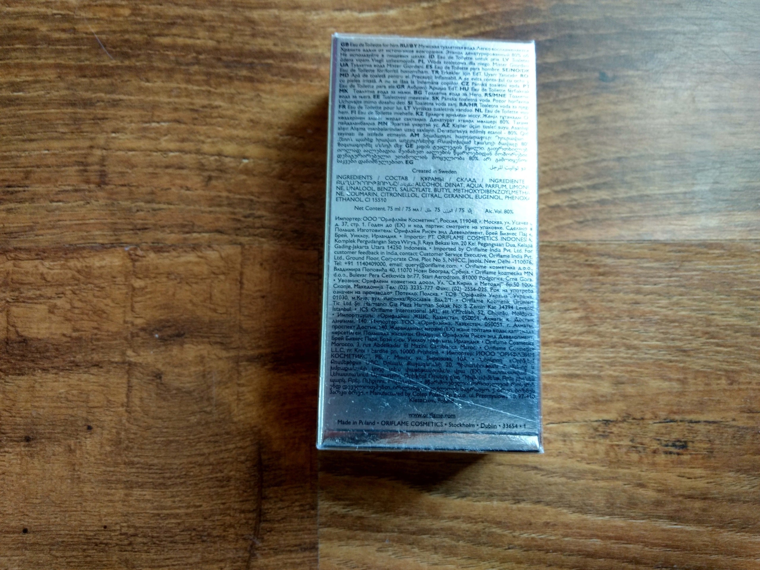 Oriflame Mr Giordani Packaging status original