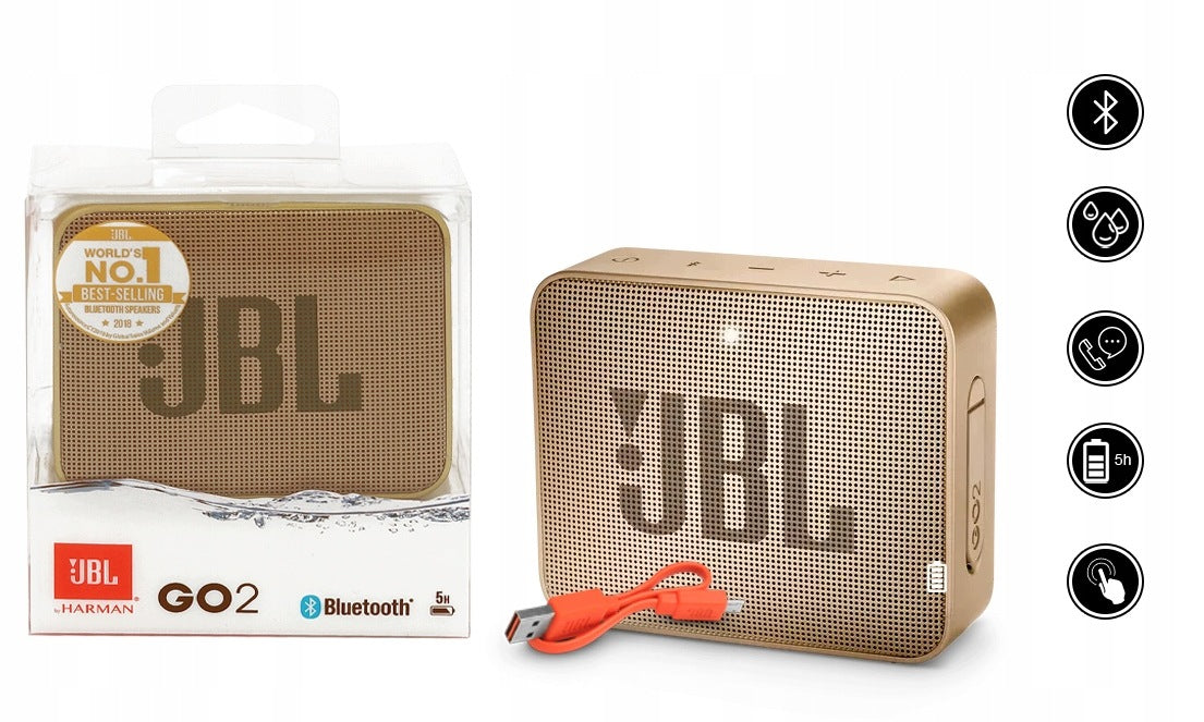 Original JBL GO 2 Champagne gold portable speaker Packaging status original