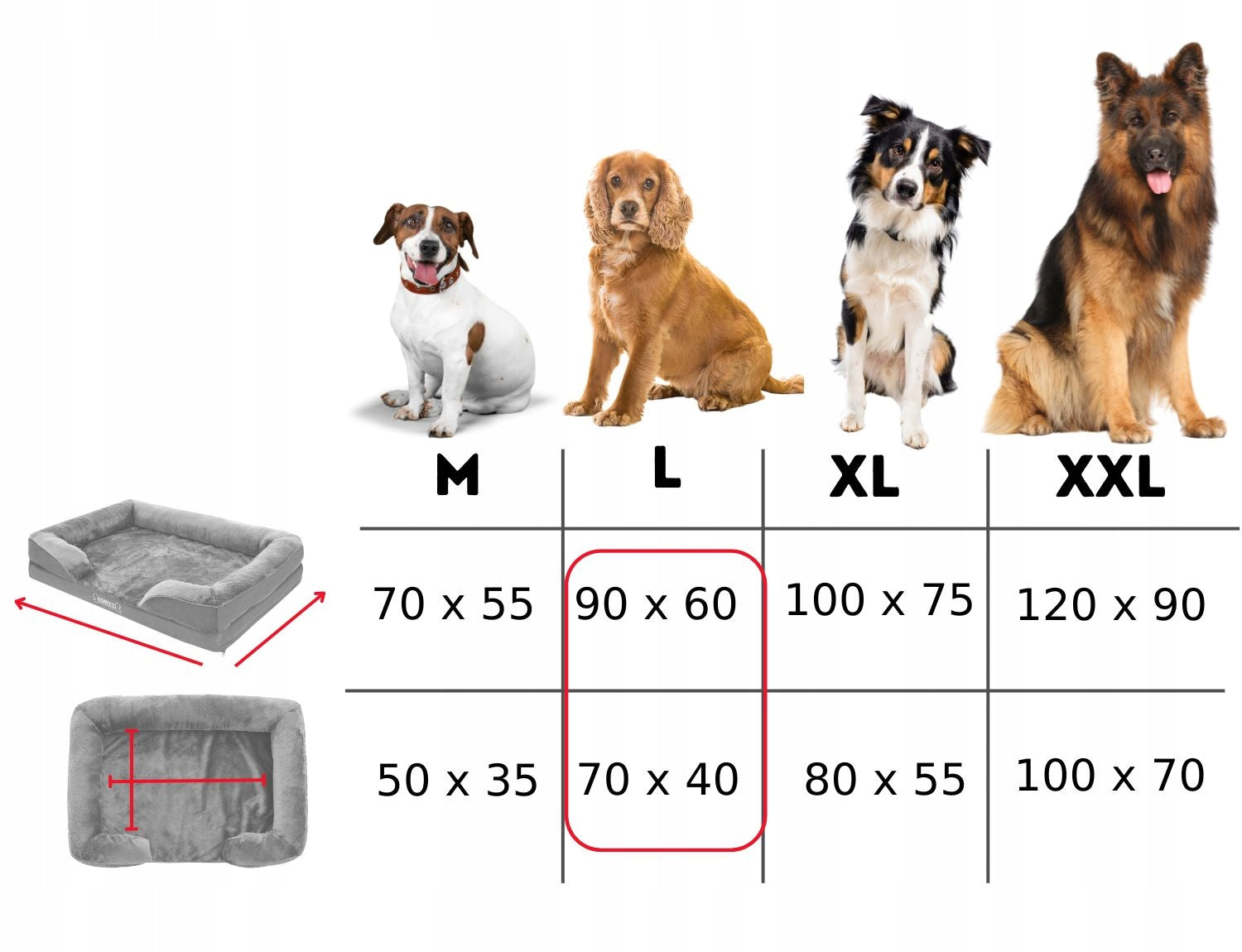 Orthopedic Dog Bed Waterproof Large, L 90x60 OrtoMax Brand Lovedog