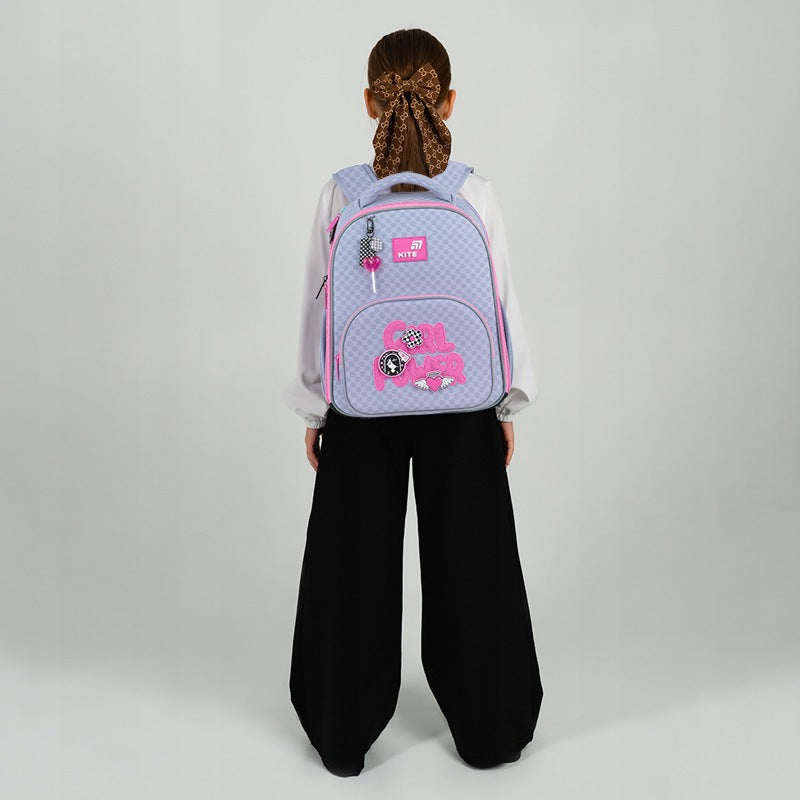 Orthopedic backpack satchel for girls 1-6 class with patches Kite Packaging status original