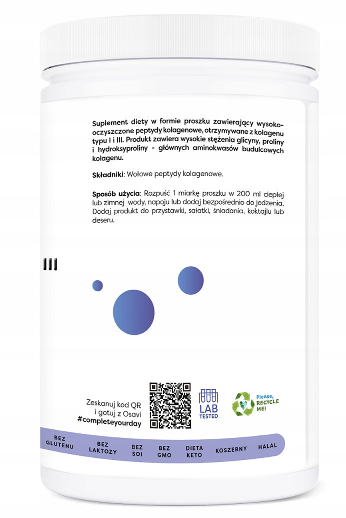 Osavi Hydrolyzed Collagen, Type I & III 600g Muscle Mass Bone Skin Manufacturer code 5904139923146