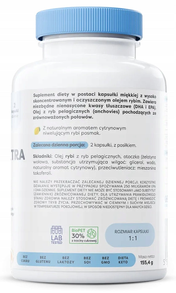 Osavi OMEGA-3 EXTRA VITA 1300mg LEMON flavour 120 Soft Capsules Expiration date not specified