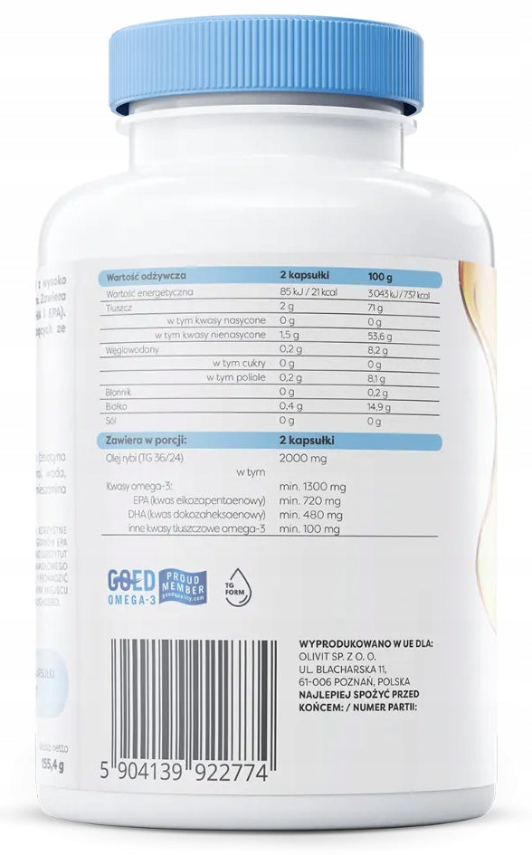 Osavi OMEGA-3 EXTRA VITA 1300mg LEMON flavour 120 Soft Capsules Packaging status original
